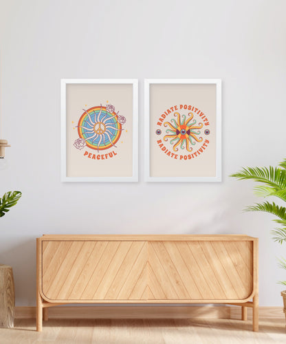 Positive vibes Set of 2, wall decor Frames