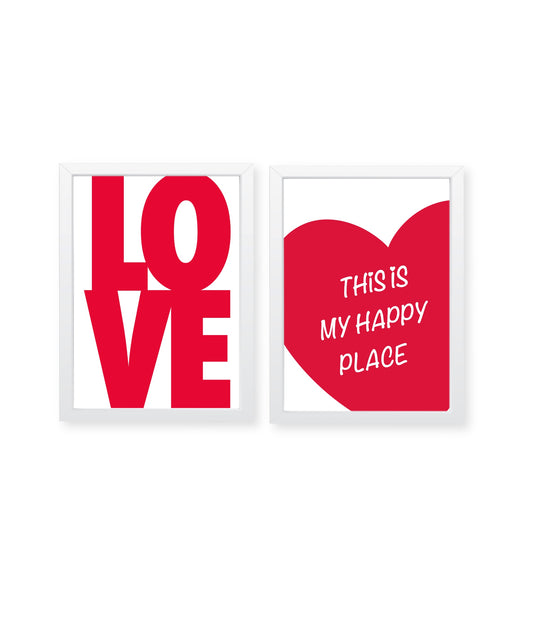 Set of two, LOVE, this is my happy place, art frame, wall decor