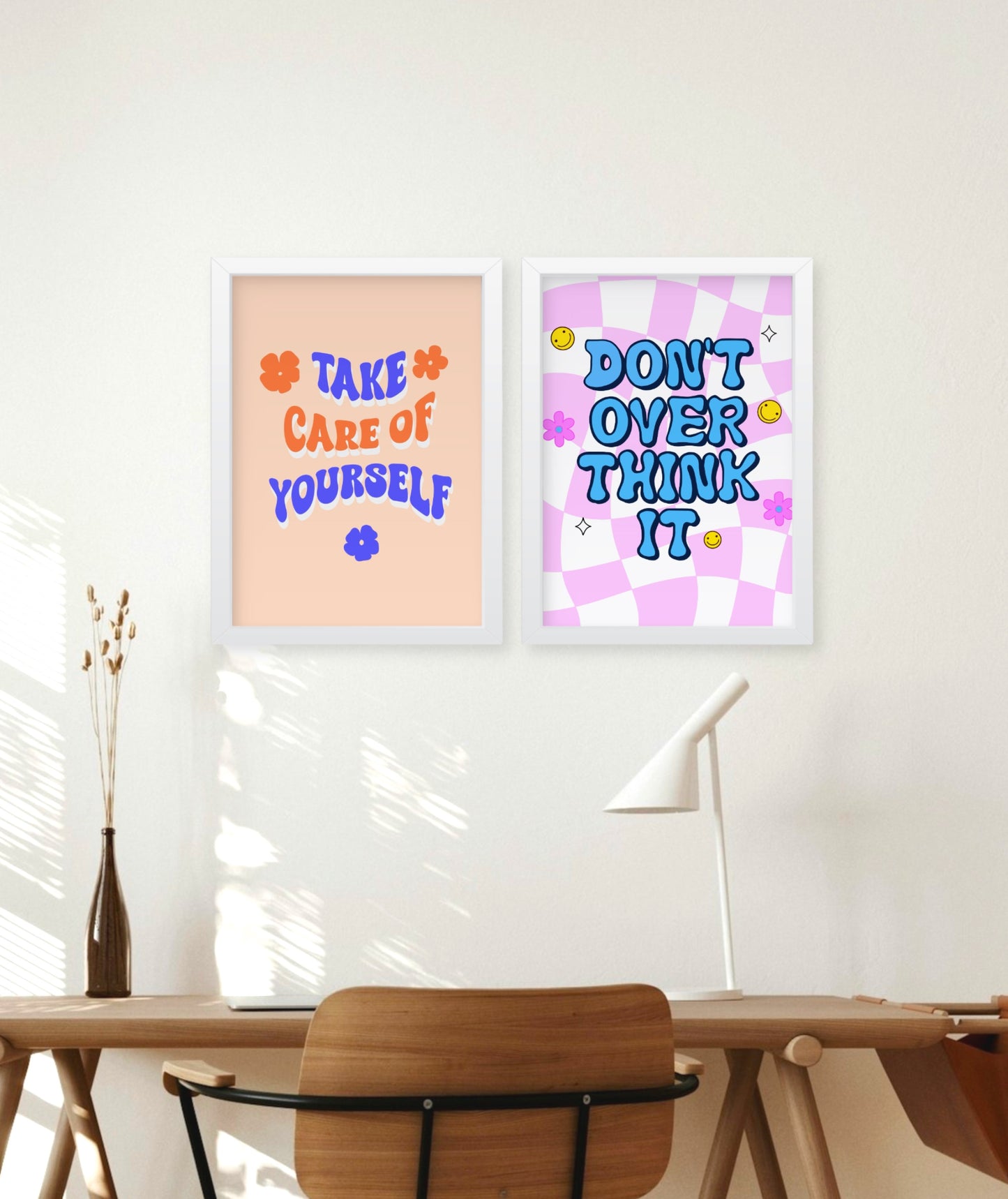 Uplifting quotes Set of 2, positive vibes, wall decor Frames