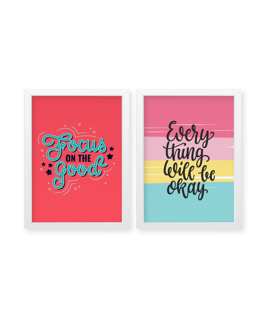 Uplifting quotes Set of 2, positive vibes, wall decor Frames