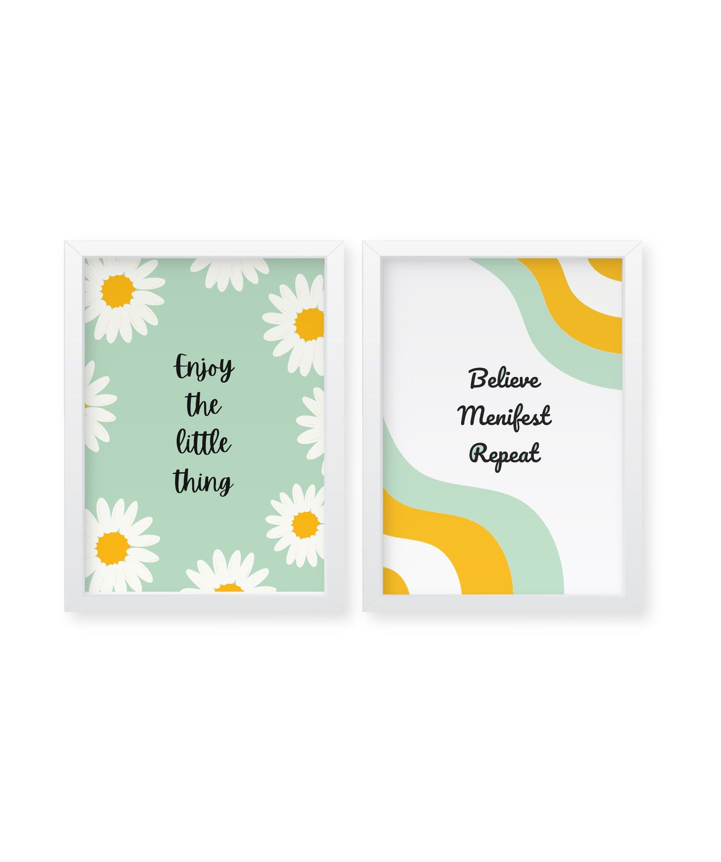 Uplifting quotes Set of 2, positive vibes, wall decor Frames