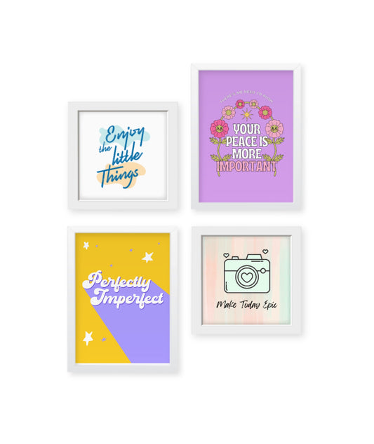 Positive vibes Set of 4, wall decor Frames