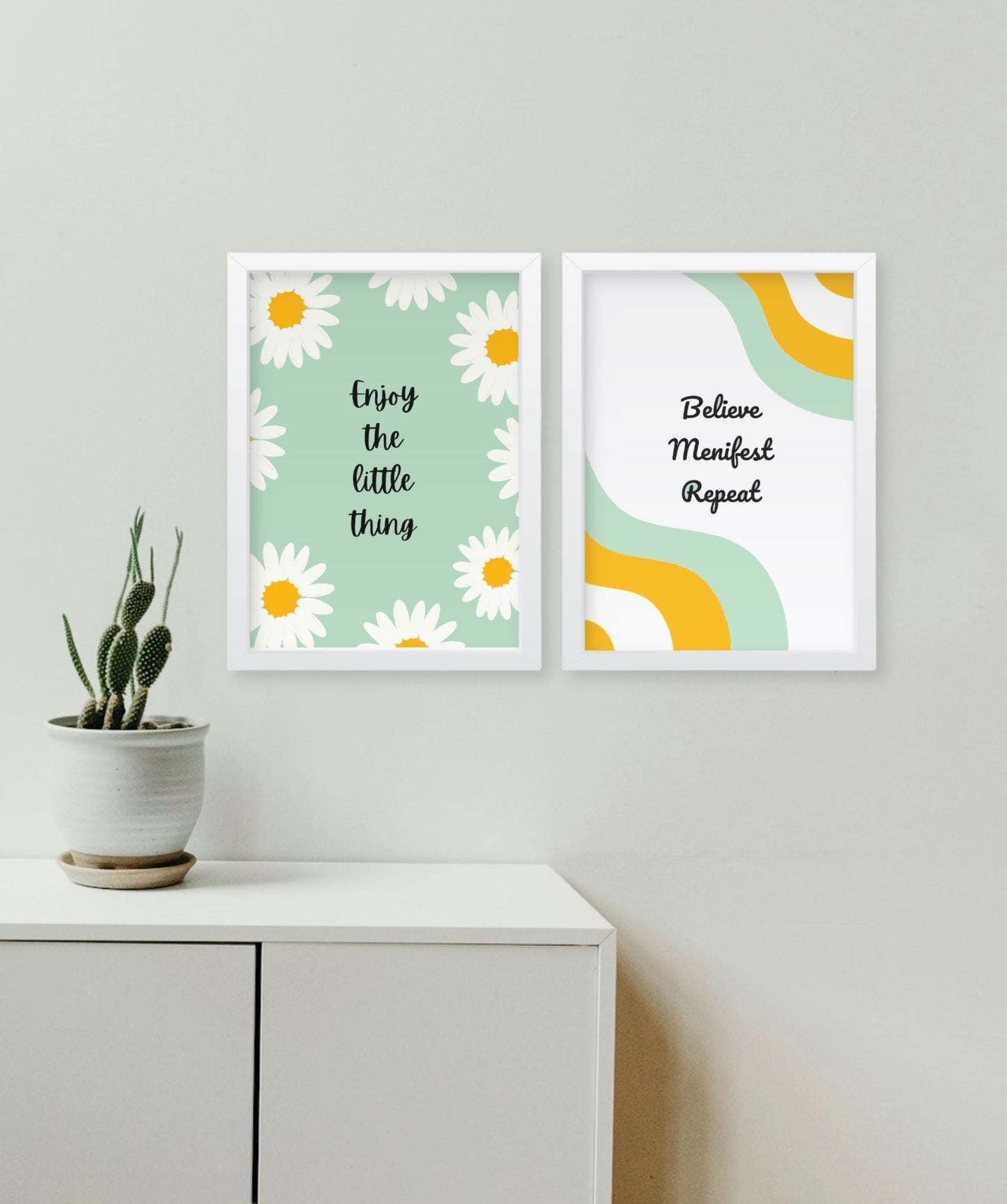 Uplifting quotes Set of 2, positive vibes, wall decor Frames